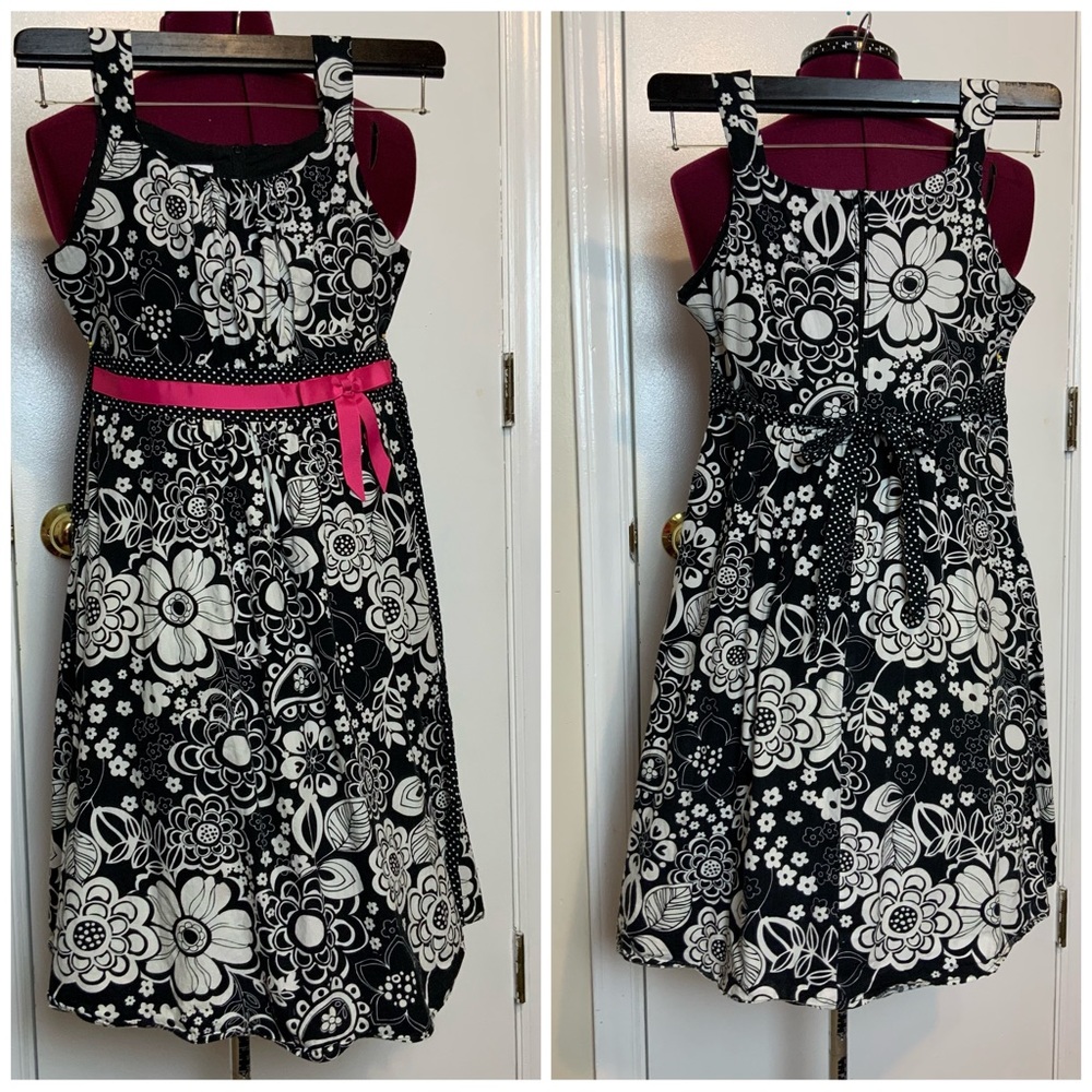 Like New Bonnie Jean Formal Black & White Floral print Dress …
